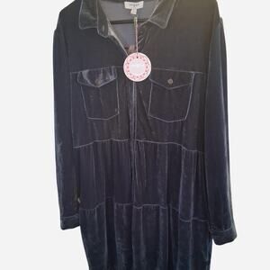 UMGEE large steel blue velvet tiered dress